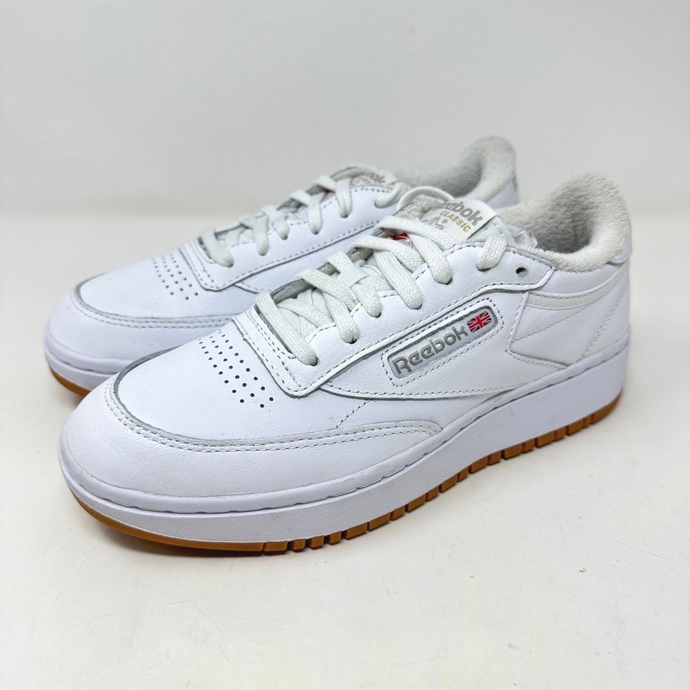Reebok Club C Double Womens White Gum Platform Sneakers 7.5 Retro Clean Girl Y2K